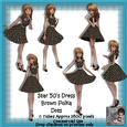 6 50's Star Dress Brown Polka Dots Poser Tubes