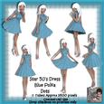 6 50's Star Dress Blue Polka Dots Poser Tubes