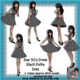 6 50's Star Dress Black Polka Dots Poser Tubes