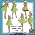 6 50's Star Dress Green Polka Dots Poser Tubes