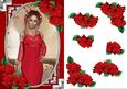 Lady in an Elegant Red Dress and Roses