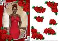Ethnic Lady in an Elegant Red Dress and Roses