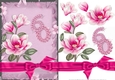 Pink Magnolia 60 Card Front with Decoupage