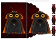 Evil Devil Owl Scalloped Faux Envelope Card