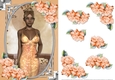 Ethnic Lady in an Elegant Peachy Patterned Dress and Roses