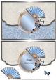 Fan And Butterflies Scalloped Edge Faux Envelope Card Anniversary Blue