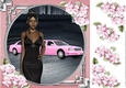 Ethnic Lady in an Elegant Black Dress, Pink Limousine and Roses 1