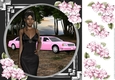 Ethnic Lady in an Elegant Black Dress, Pink Limousine and Roses 3