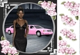 Ethnic Lady in an Elegant Black Dress, Pink Limousine and Roses 4