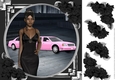 Ethnic Lady in an Elegant Black Dress, Pink Limousine and Roses 5