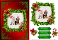 Cat And Puppy Christmas Card Front Red 1