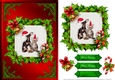Dog And Cat Christmas Card Front Red 1