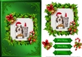 Puppy And Kitten Christmas Card Front Green 1