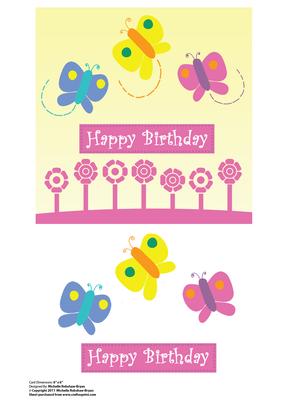 Butterflies & Flowers Birthday Card