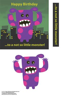 Purple Little Monster Birthday Quick Card