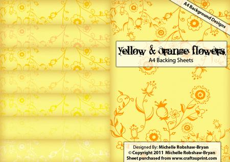 Yellow & Orange Flowers Backing Sheets x 8