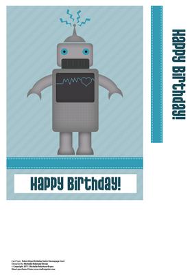Robot Boys Birthday Quick Decoupage Card