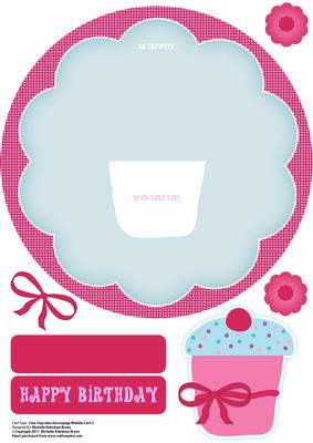 Cute Cupcakes Decoupage Wobble Card 2