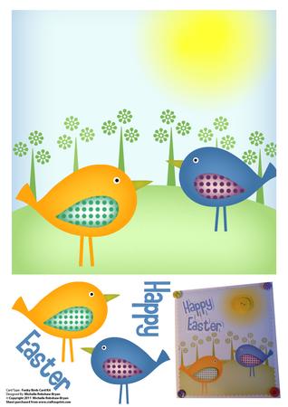 Funky Birds Decoupage Card Kit