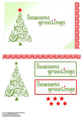Curly Christmas Tree with Stars Quick Card