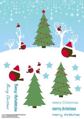 Christmas Vista with Tubby Robins Quick Card