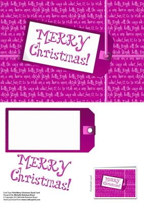 Pink A5 Merry Christmas Quick Card