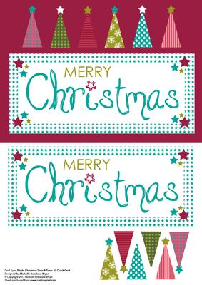 Christmas A5 Bright Christmas Stars & Trees Quick Card
