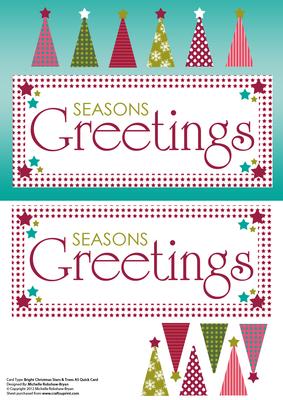 Christmas A5 Bright Yule Stars & Trees Quick Card