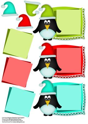 Christmas Funky Penguin Decoupage Card Toppers