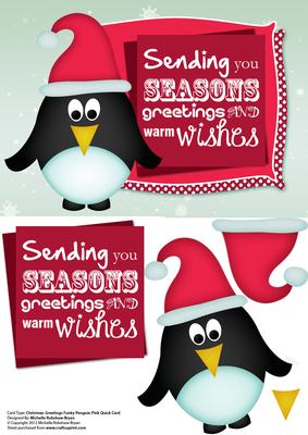Christmas A5 Christmas Greetings Funky Penguin Quick Card