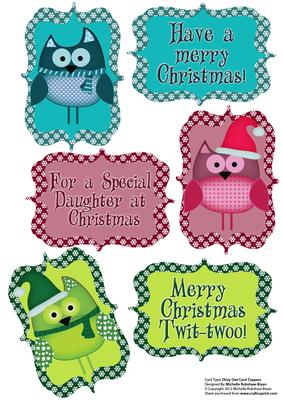 Christmas Ditzy Owl Twit Twoo Card Toppers