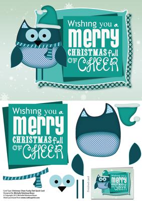 Christmas Cheer A5 Funky Owl Quick Card