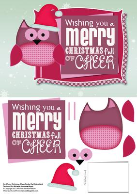 Christmas Cheer Pink A5 Funky Owl Quick Card