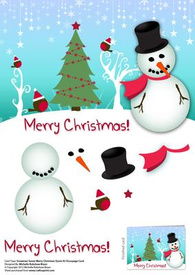 Christmas Scene Merry Christmas Snowman A5 Quick Card