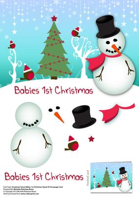 Christmas Scene Babies 1st Christmas Snowman A5 Quick Card