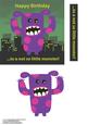 Purple Little Monster Birthday Quick Card