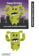 Green Little Monster Birthday Quick Card