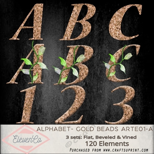 Alphabet Gold Beaded 3 Sets Arte01A