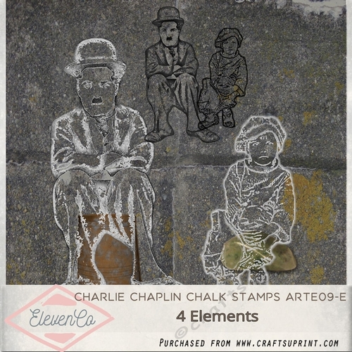 Charlie Chaplin & the Boy Chalk Stamps Arte09-e
