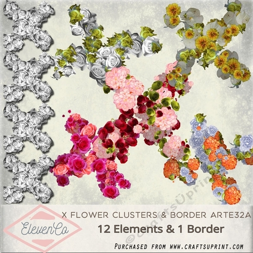 X Flower Clusters & Border Overlay Arte32a