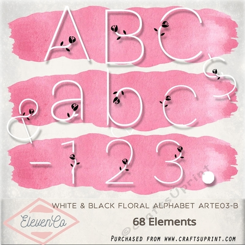 White & Black Floral Alphabet Arte03b