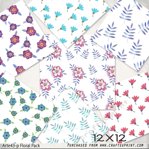 Watercolor Floral Pack 12x12 Arte42p12