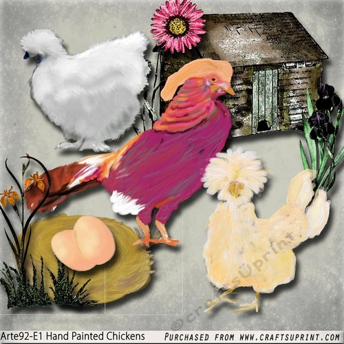 Hand Painted Fancy Chickens Arte92E1