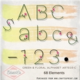 Green, Pink & Black Floral Alphabet Arte03c