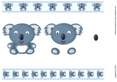 Koala Bear Decoupage Topper & Ribbon Borders
