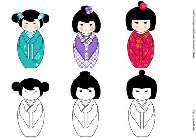 Kokeshi Style Kawaii Dolls