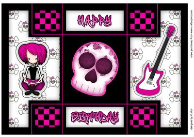 Emo or Goth Girl Trifold Shutter Card in Hot Pink