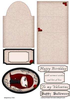 Chibi Vampire Girl Over the Edge Easel Card