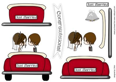 Bride and Groom Wedding Car Topper Set 1