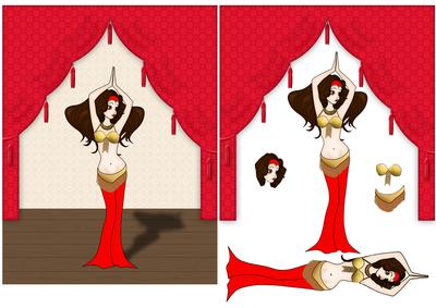Bellydancer in Red and Gold Costume